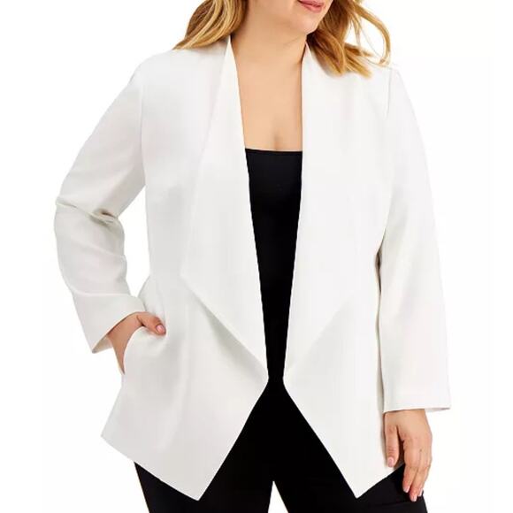 Kasper White Open Front Jacket Sz 1X - Picture 1 of 10